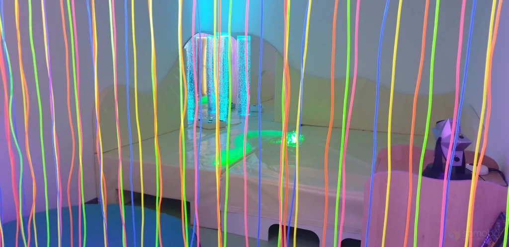 fibre optique multi couleurs, colonnes à bulles