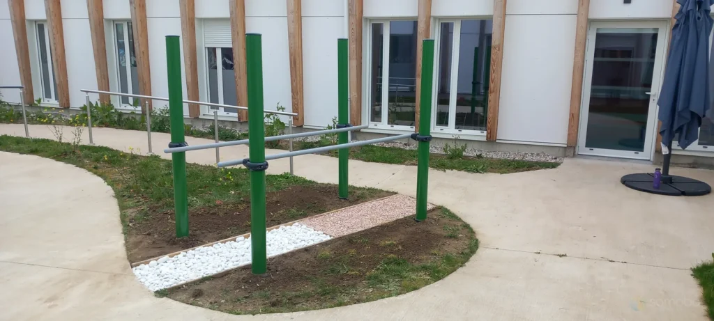 parcours, sport, agrès, extérieur, jardin