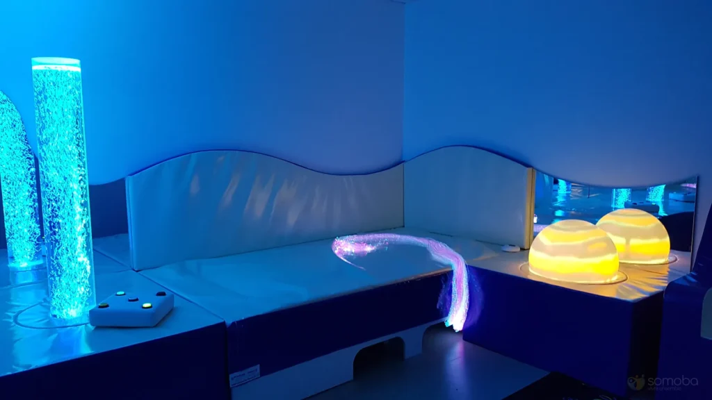 colonne à bulles, dôme lumineux, fibre optique, lit à eau 