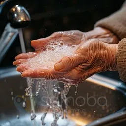 lavage des mains, personne âgée, eau